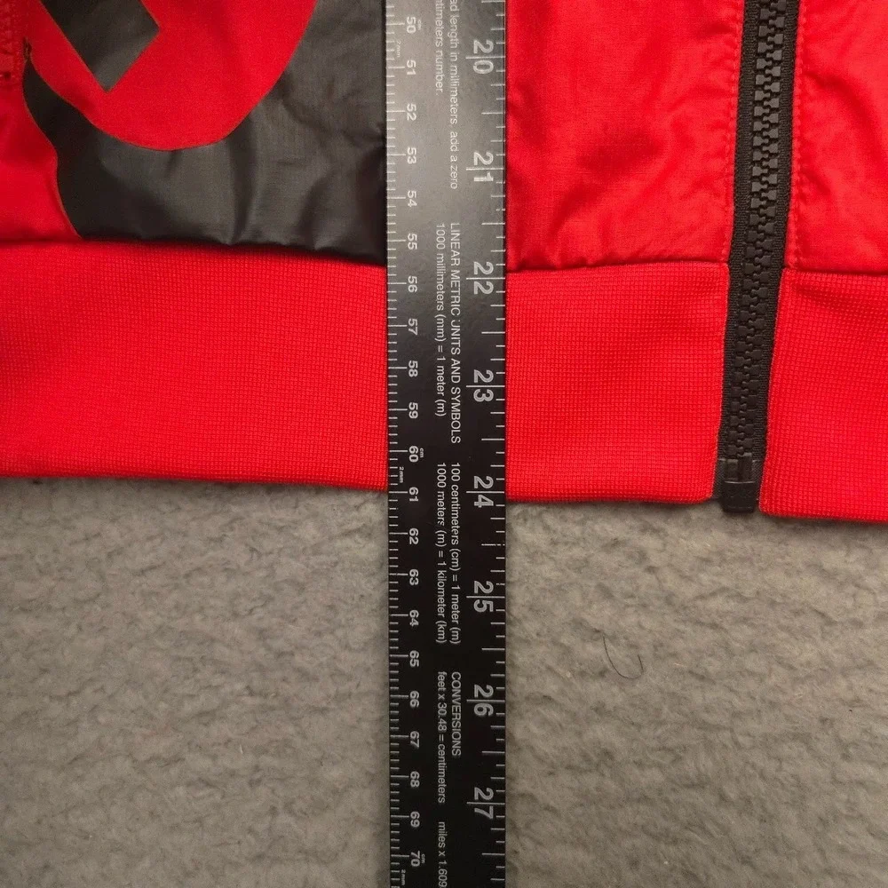 Nike Full Zip Hooded Jacket Boys Youth L Red Black Colorblock Windbreaker